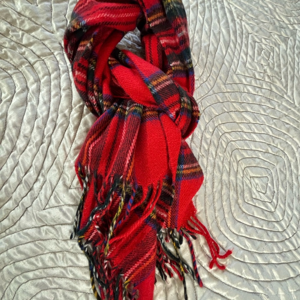 Christian Dior Monsieur Vintage Red Plaid Cashmaire Scarf Made in Japan - Picture 5 of 15